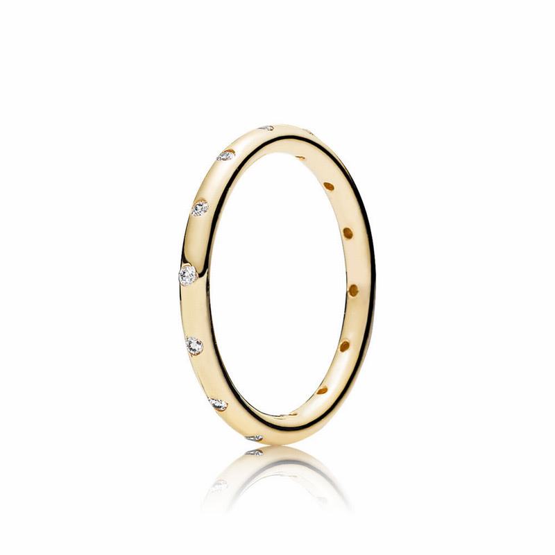 Pandora Droplets Stackable Ring - Yellow Gold 14 K/Cubic Zirconia - Canada | HJ2159RX